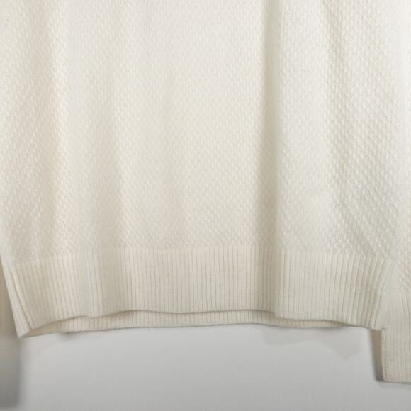 New Quince Women’s Baby-Alpaca Wool Diamond Stitch Crew Ivory Medium 3915 - Picture 4 of 9